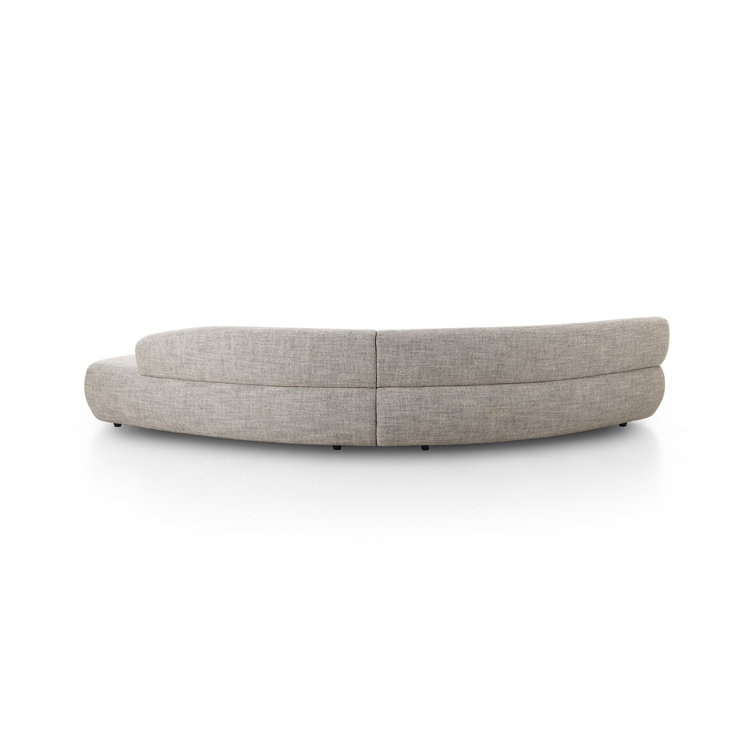 Gray Curved Two-Piece Polyester Blend Sectional Sofa