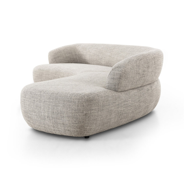 Gray Curved Two-Piece Polyester Blend Sectional Sofa
