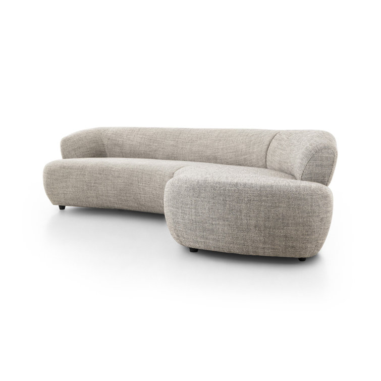 Gray Curved Two-Piece Polyester Blend Sectional Sofa