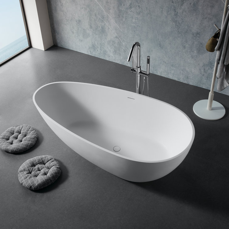 59'' Matte White Acrylic Freestanding Soaking Bathtub