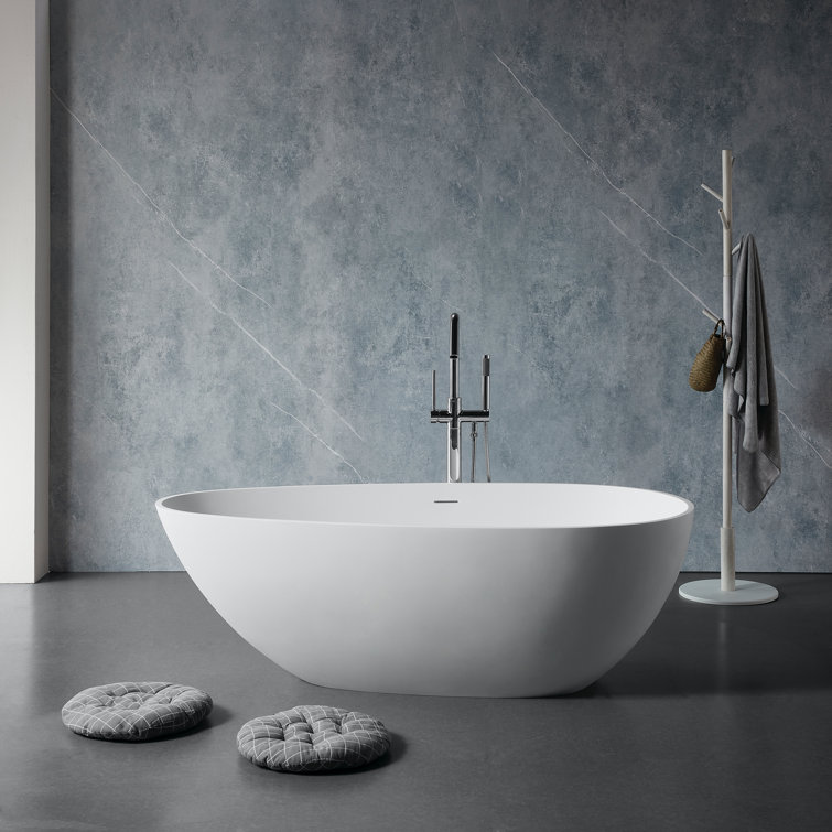 59'' Matte White Acrylic Freestanding Soaking Bathtub