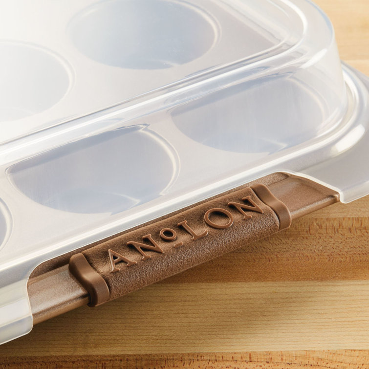 Bronze Nonstick 12-Cup Muffin Pan with Silicone Grips