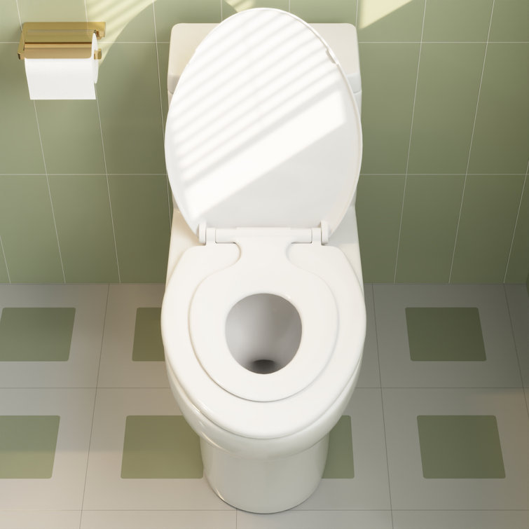 Elongated White Ceramic Dual Flush Macerating Toilet with Potty Training Seat