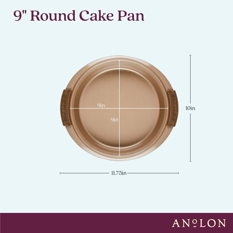 Bronze Nonstick Round Cake Pan with Silicone Grips, 9-Inch