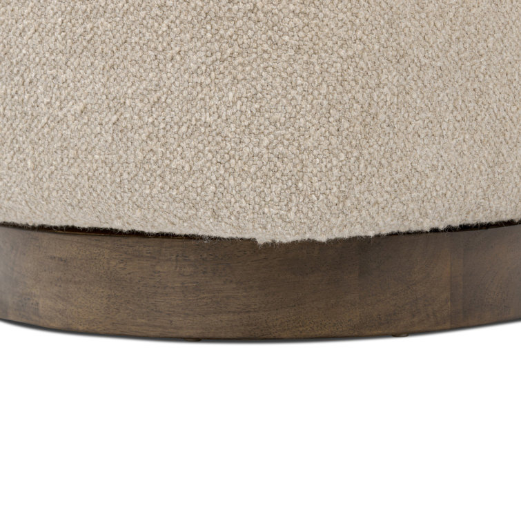 Berber Oatmeal Linen Blend Swivel Barrel Chair with Wood Base