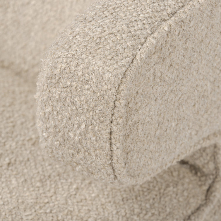 Berber Oatmeal Linen Blend Swivel Barrel Chair with Wood Base