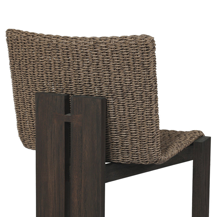 Armless Faux Hyacinth and Teak Outdoor Dining Chair