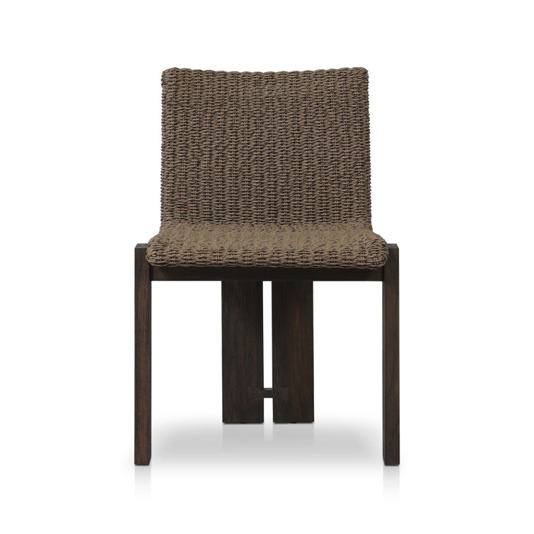 Armless Faux Hyacinth and Teak Outdoor Dining Chair