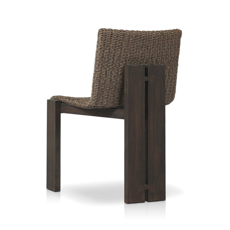 Armless Faux Hyacinth and Teak Outdoor Dining Chair