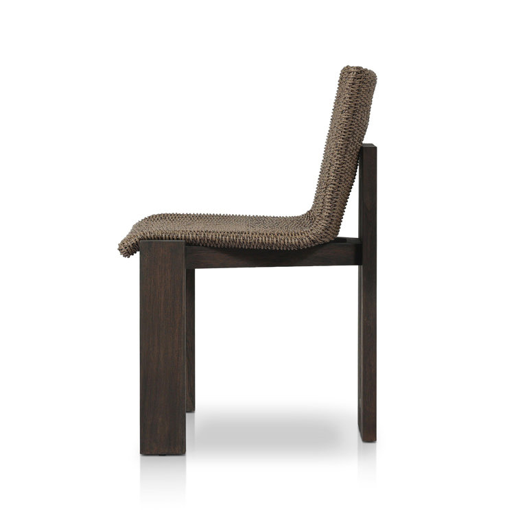 Armless Faux Hyacinth and Teak Outdoor Dining Chair