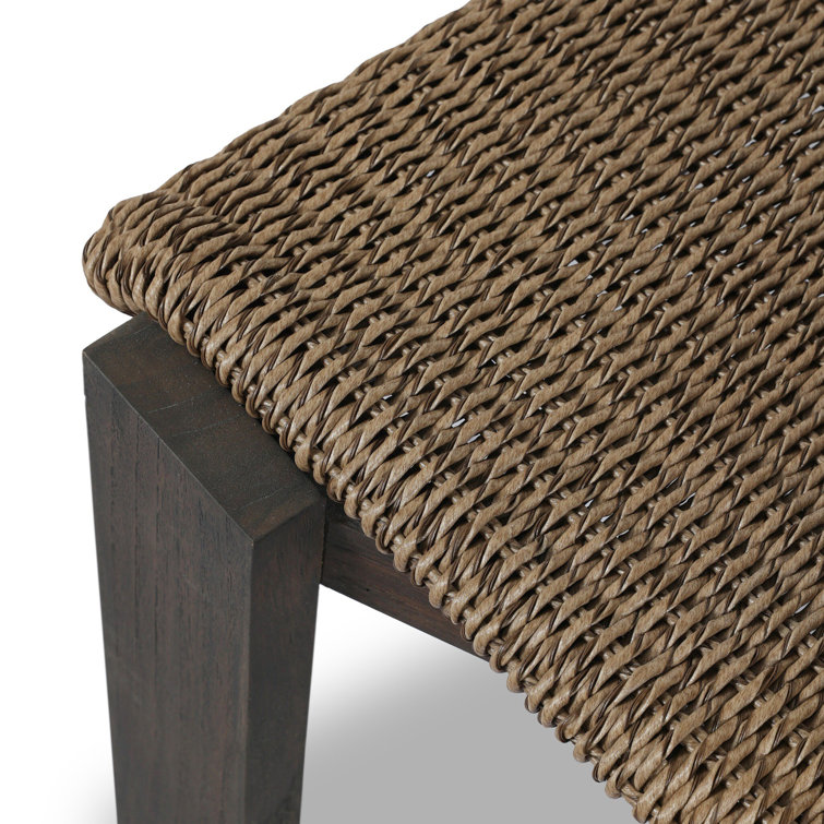 Armless Faux Hyacinth and Teak Outdoor Dining Chair