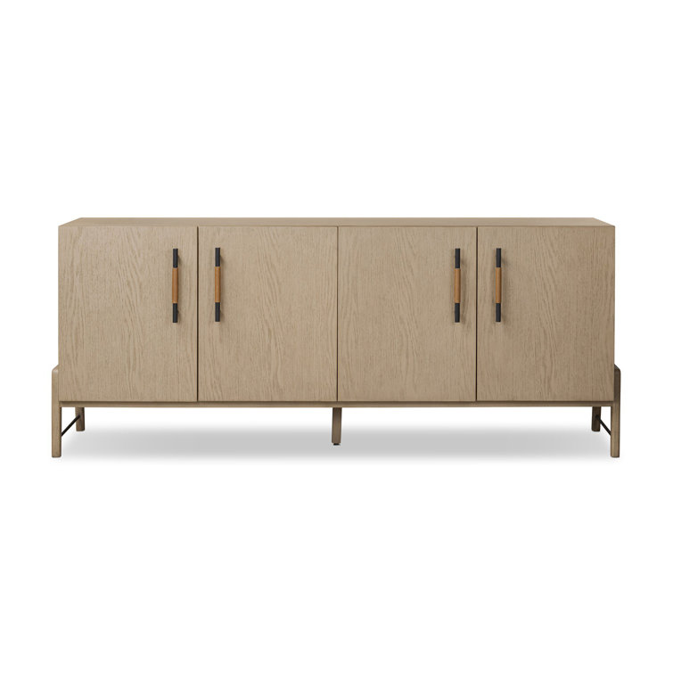 Yucca Oak Veneer Sideboard with Leather Accents