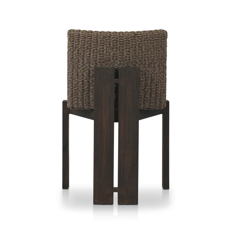 Armless Faux Hyacinth and Teak Outdoor Dining Chair