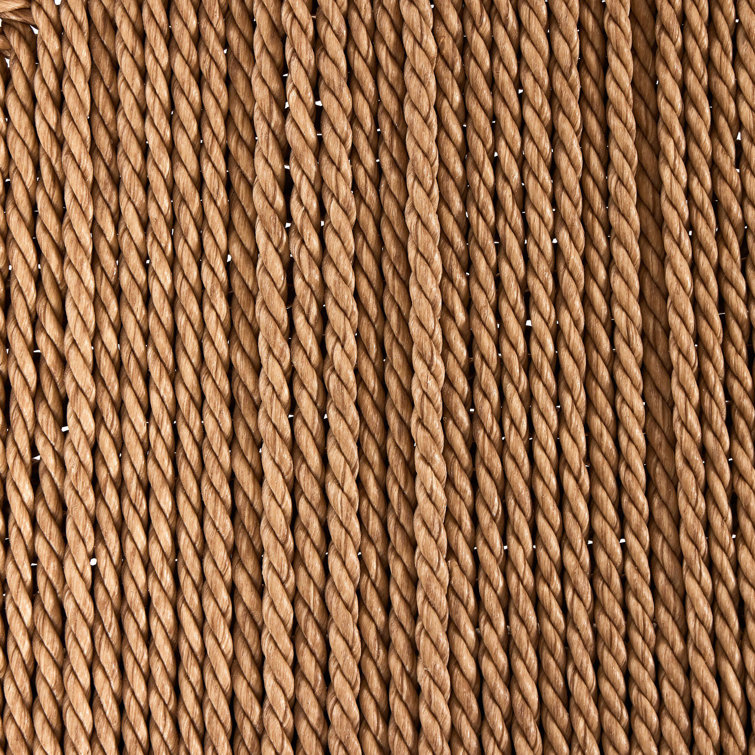 Teak and Woven Beige Armless Outdoor Dining Chair
