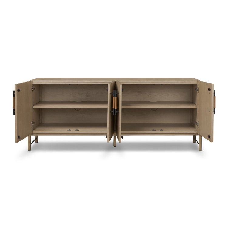 Yucca Oak Veneer Sideboard with Leather Accents