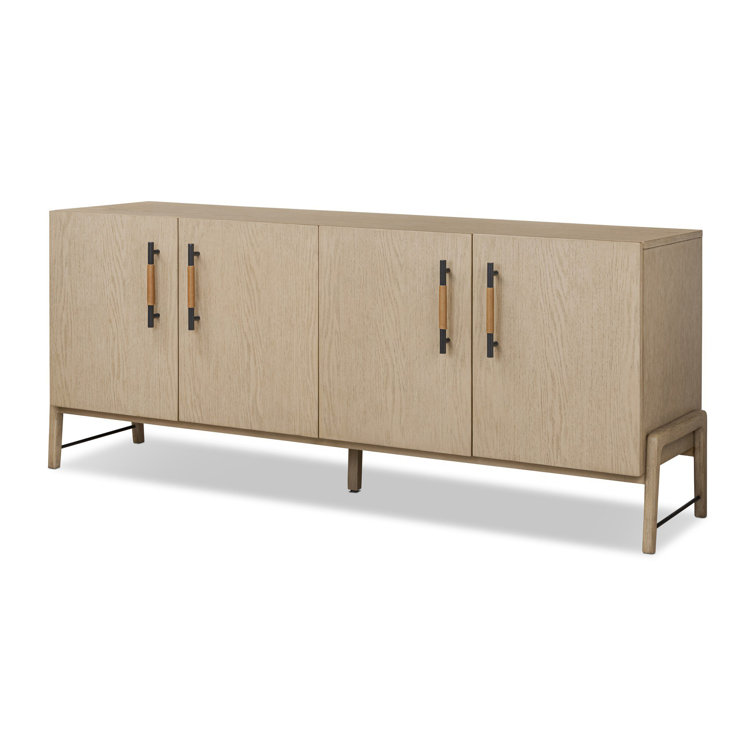 Yucca Oak Veneer Sideboard with Leather Accents