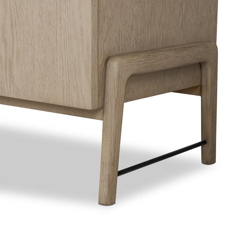 Yucca Oak Veneer Sideboard with Leather Accents