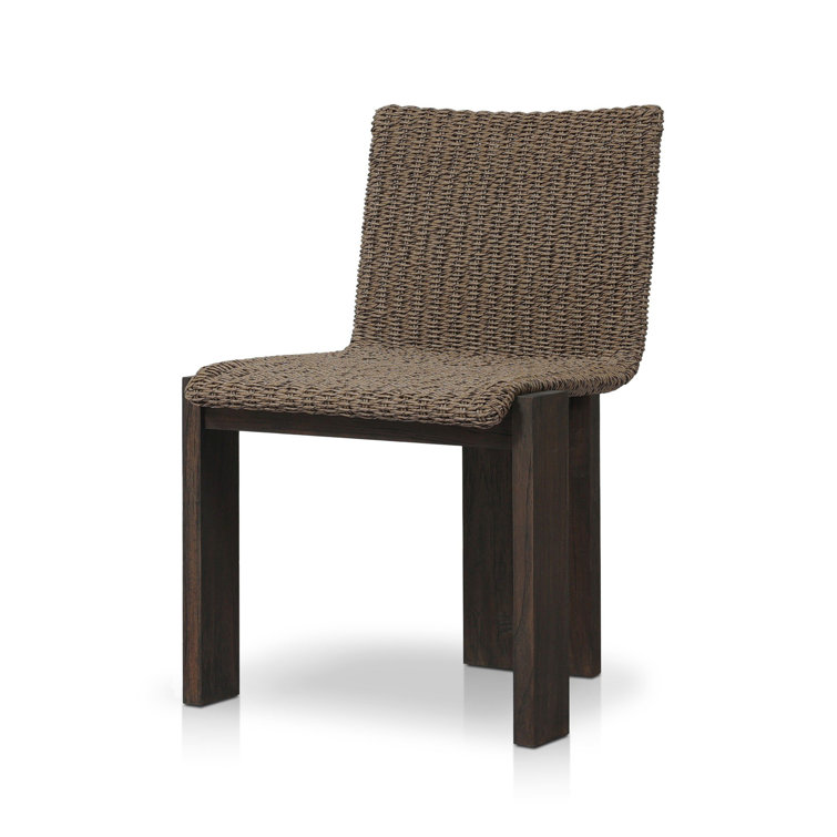 Armless Faux Hyacinth and Teak Outdoor Dining Chair