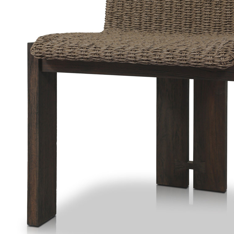 Armless Faux Hyacinth and Teak Outdoor Dining Chair