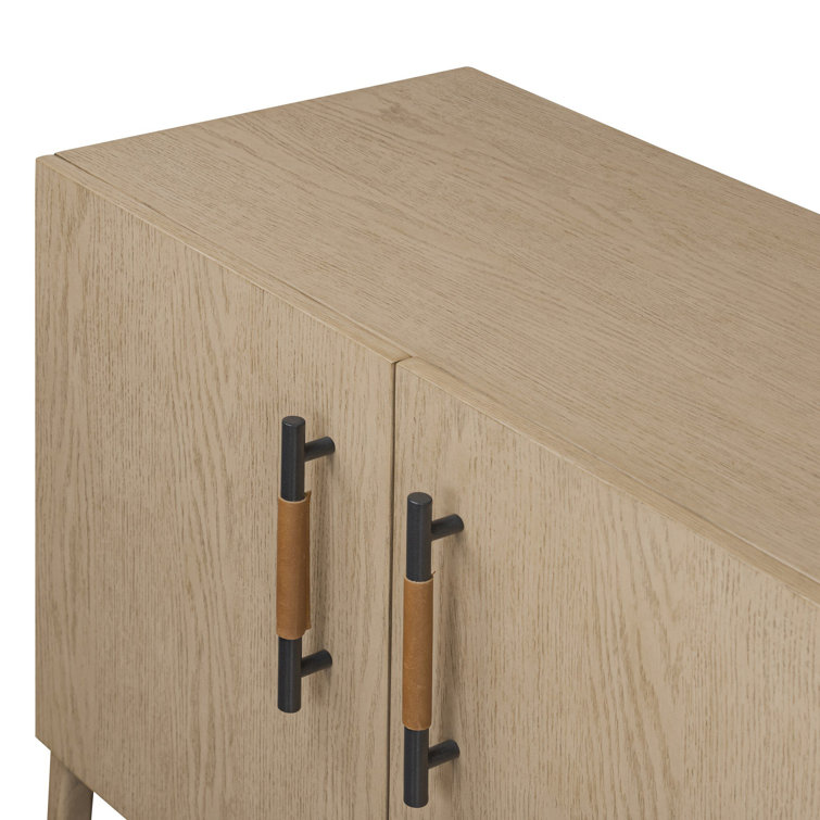 Yucca Oak Veneer Sideboard with Leather Accents