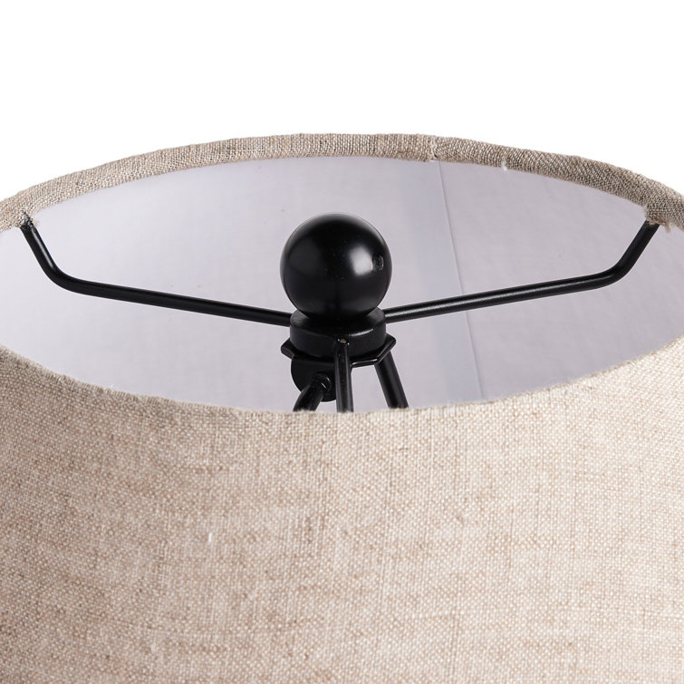 Black Terra Cotta Table Lamp with Linen Shade