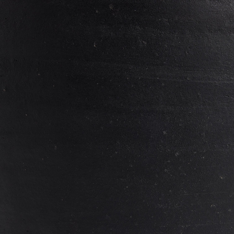Black Terra Cotta Table Lamp with Linen Shade