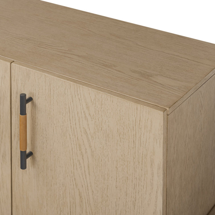 Yucca Oak Veneer Sideboard with Leather Accents