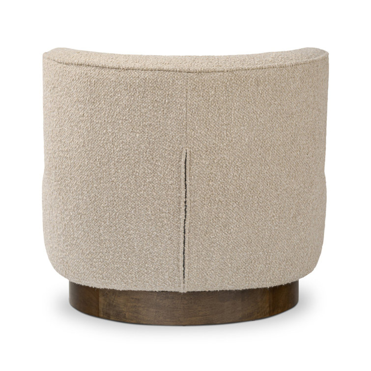Berber Oatmeal Linen Blend Swivel Barrel Chair with Wood Base