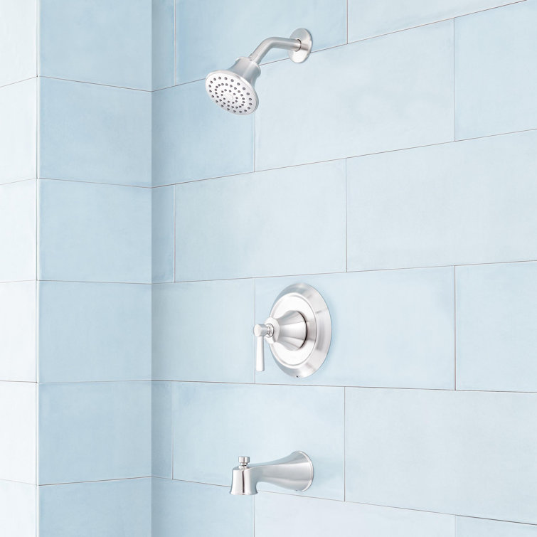 Nickel Round Wall Mounted Tub and Shower Set