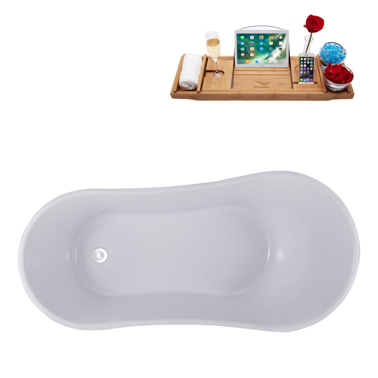 67" Black and White Acrylic Clawfoot Soaking Bathtub with Chrome Feet