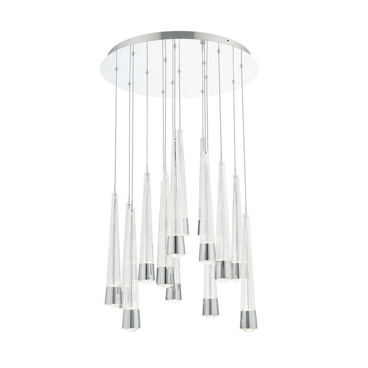 Chrome Glass 15-Light LED Cluster Pendant