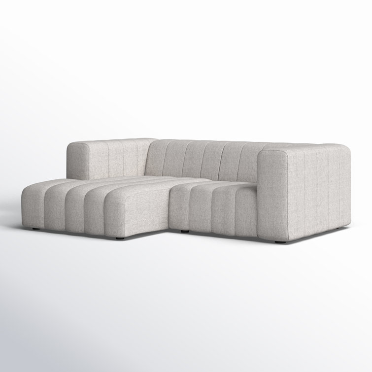 Langham Tufted Napa Sandstone Fabric Sectional with Ottoman