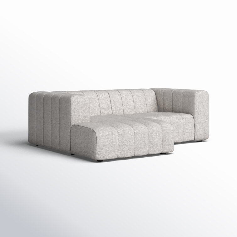 Langham Tufted Napa Sandstone Fabric Sectional with Ottoman