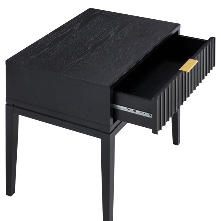 Jasper Black Wood Fluted 2-Drawer Nightstand Set