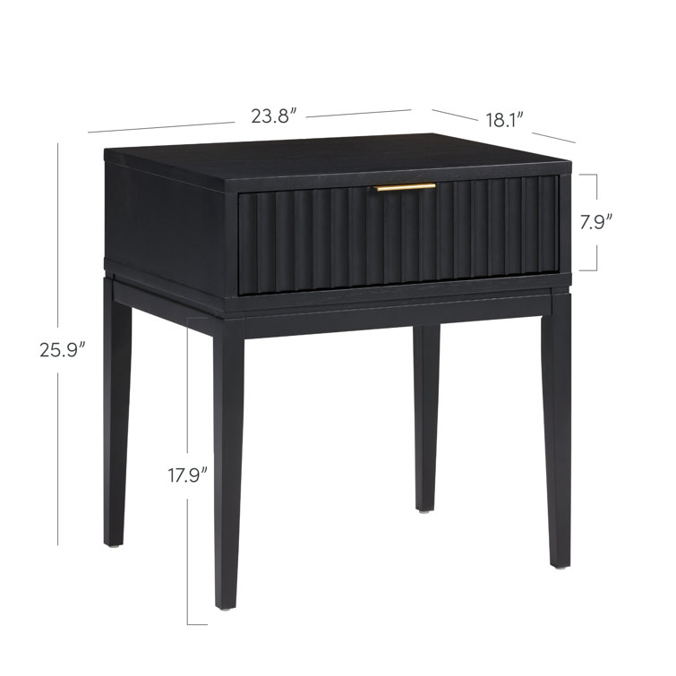 Jasper Black Wood Fluted 2-Drawer Nightstand Set