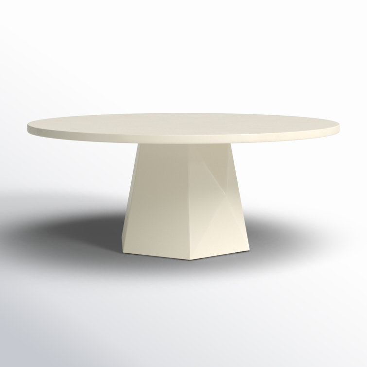 Schuller 40'' White Polished Concrete Round Coffee Table