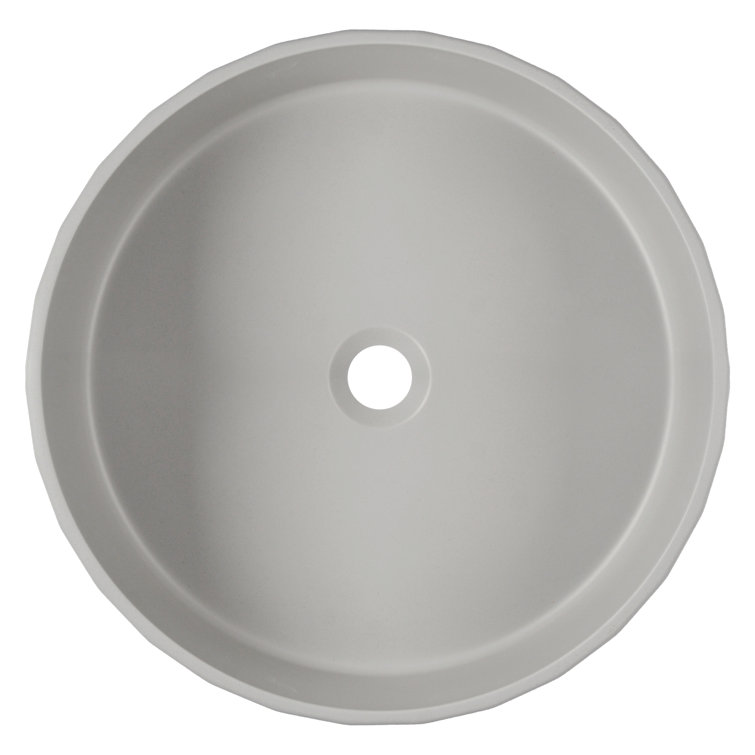 17" Round Light Gray Concrete Above-Counter Bathroom Vessel Sink