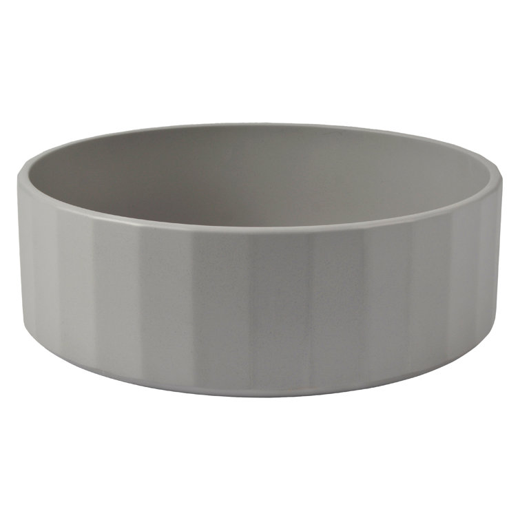 17" Round Light Gray Concrete Above-Counter Bathroom Vessel Sink