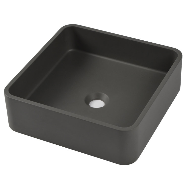 Black Square Concrete Above-Counter Vessel Bathroom Sink