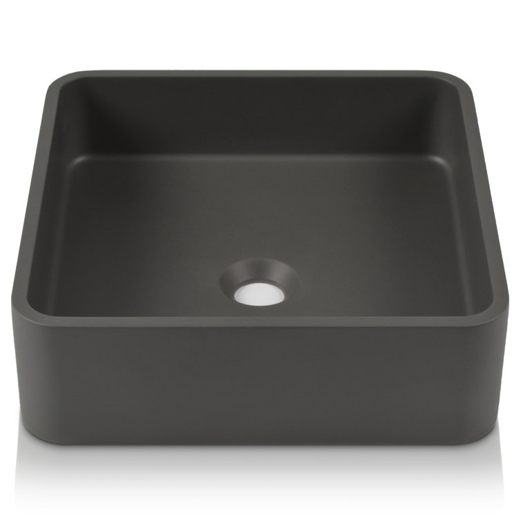 Black Square Concrete Above-Counter Vessel Bathroom Sink