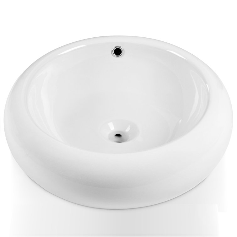 DeerValley 20" Round White Ceramic Vessel Bathroom Sink