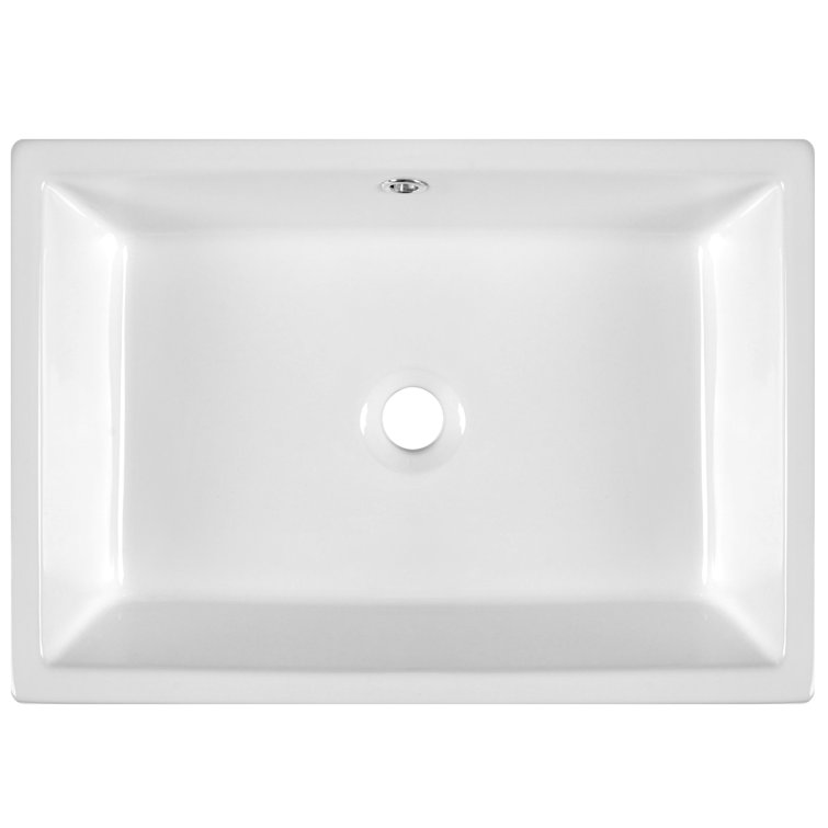 DeerValley 20" White Ceramic Rectangular Vessel Sink with Overflow