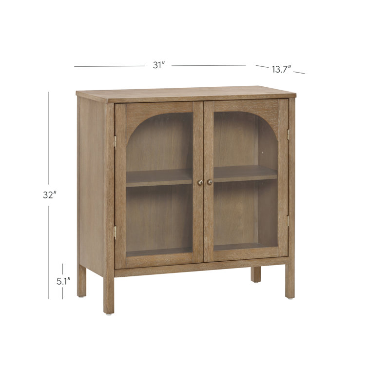 Mason 31'' Light Brown Oak Sideboard with Glass Doors