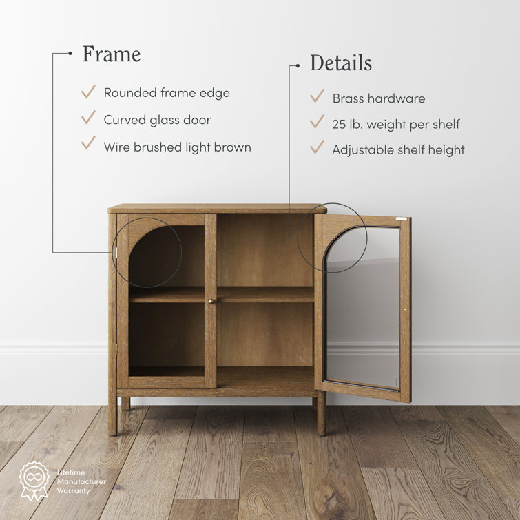 Mason 31'' Light Brown Oak Sideboard with Glass Doors