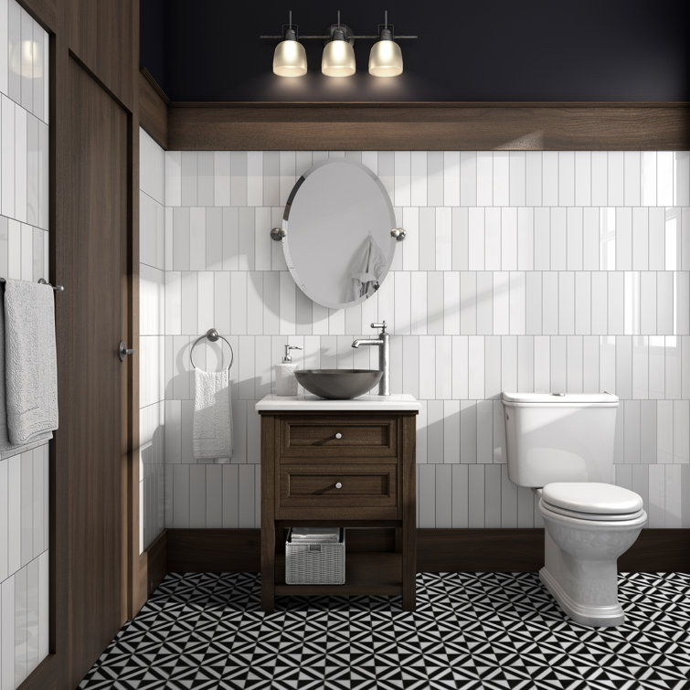 12" x 12" Black and White Polished Marble Mosaic Tile