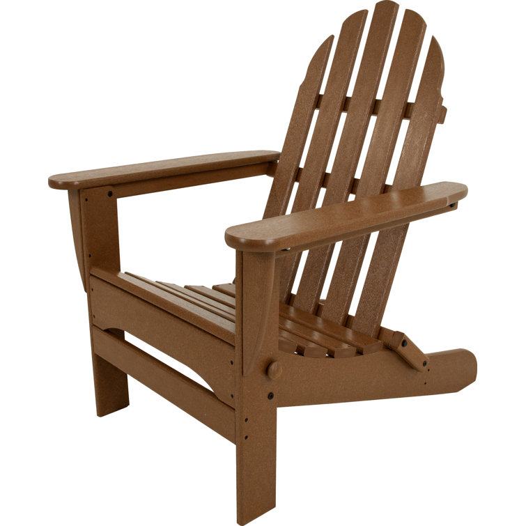Eco-Friendly Dark Teak Polywood Folding Adirondack Chair