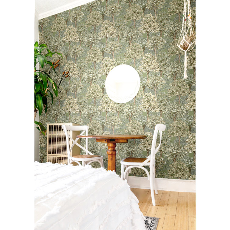 Pink and Beige Matte Non-Pasted Botanical Wallpaper Roll