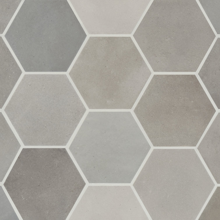 Greige Hexagonal Matte Porcelain Peel and Stick Tile