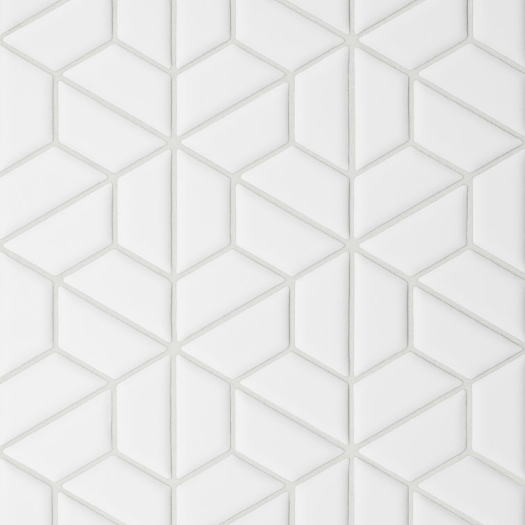 White Matte Porcelain Herringbone Mosaic Tile 11x13