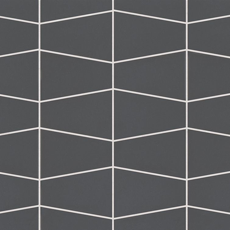Marin Black Sea Matte Porcelain Mosaic Tile 8x13